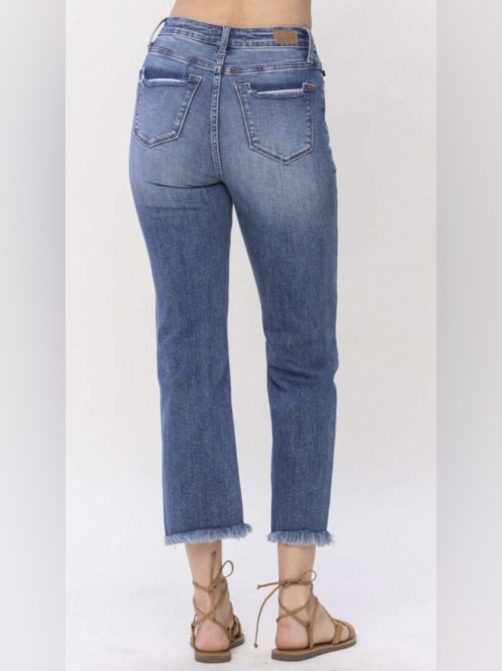 Judy Blue Cropped Distressed Straight Fit Jeans (15/32) - Picture 3 of 13